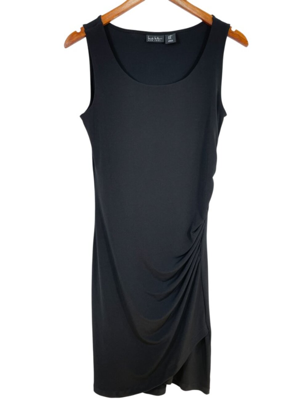 Nicole Miller New York Black Ruched Sheath Dress Sleeveless Tulip Hem M - Picture 10 of 10